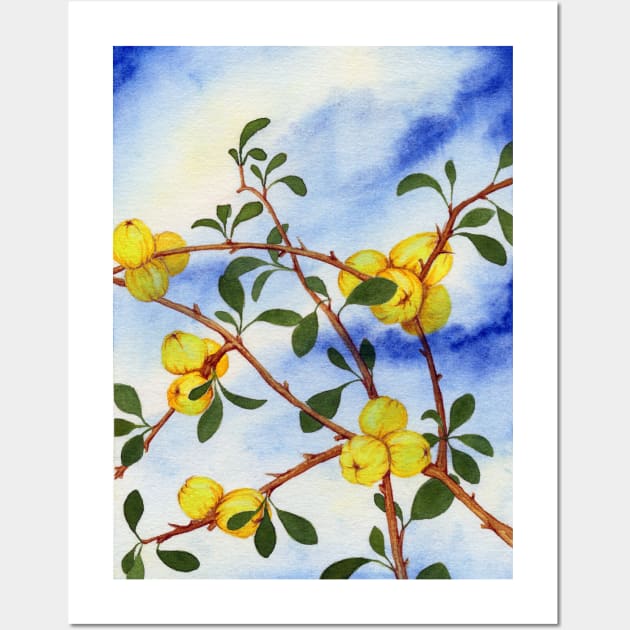 QUINCE BUSH FRUIT NATURE LEAES BERRIES YELLOW Wall Art by BeautyMoment